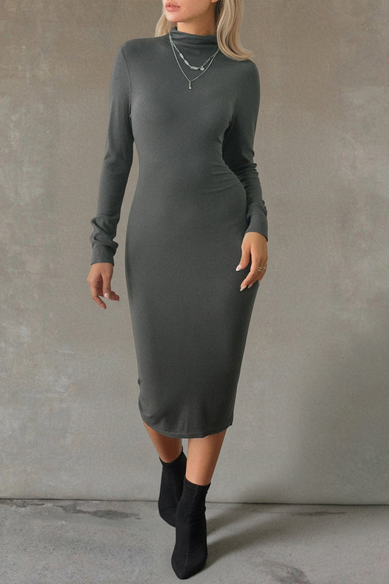 Elegant Long Sleeve Midi Dress