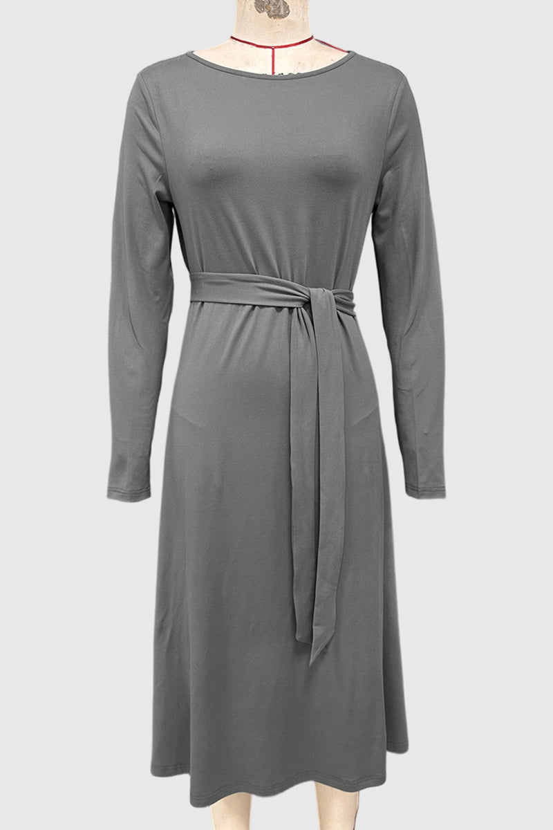 Long Sleeve Belted Midi Dress