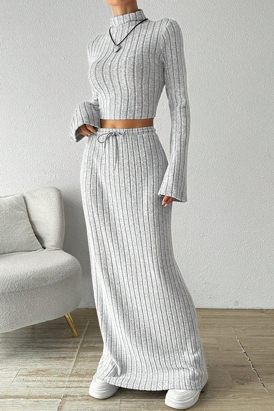 Knit Long Sleeve and Skirt Set