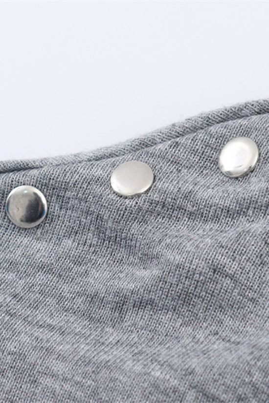 Studded Long Sleeve Off Shoulder Top