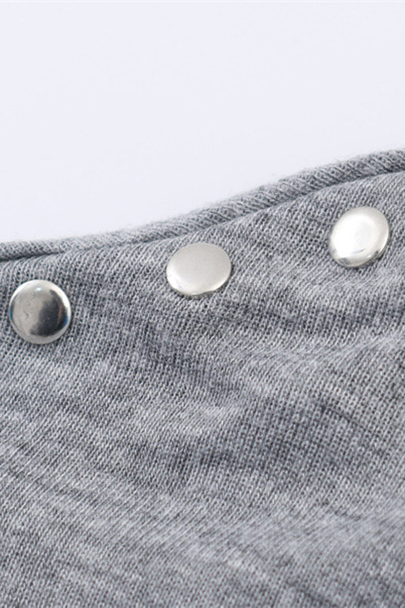 Studded Long Sleeve Off Shoulder Top