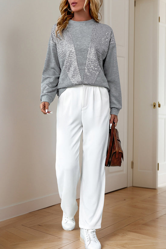 Sequin Detail Crew Neck Sweatshirt