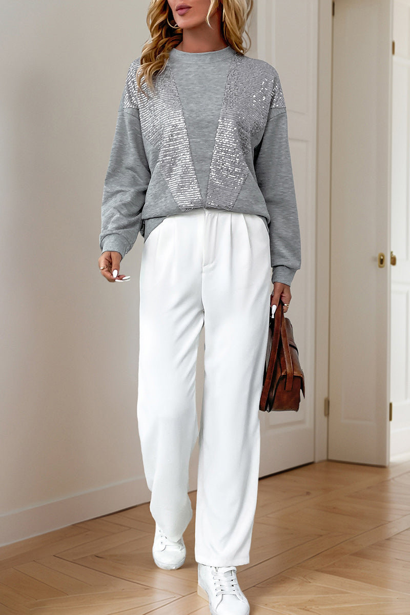 Sequin Detail Crew Neck Sweatshirt