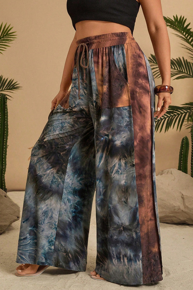 Tie-Dye High-Waisted Casual Pants