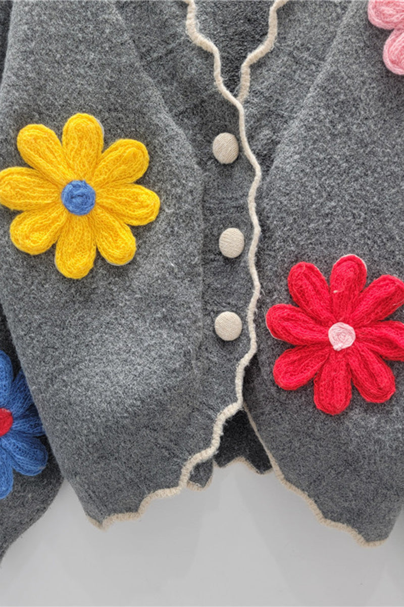 Floral Detail Buttoned Cardigan