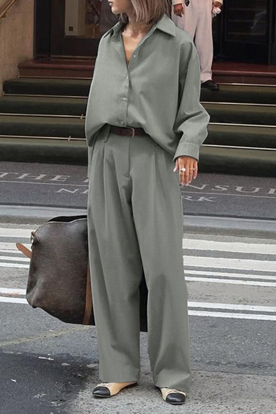 Classic Button-Up Shirt and Pants Set