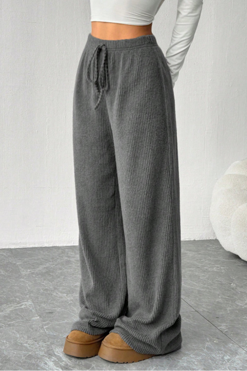 Relaxed Fit High Waist Drawstring Pants