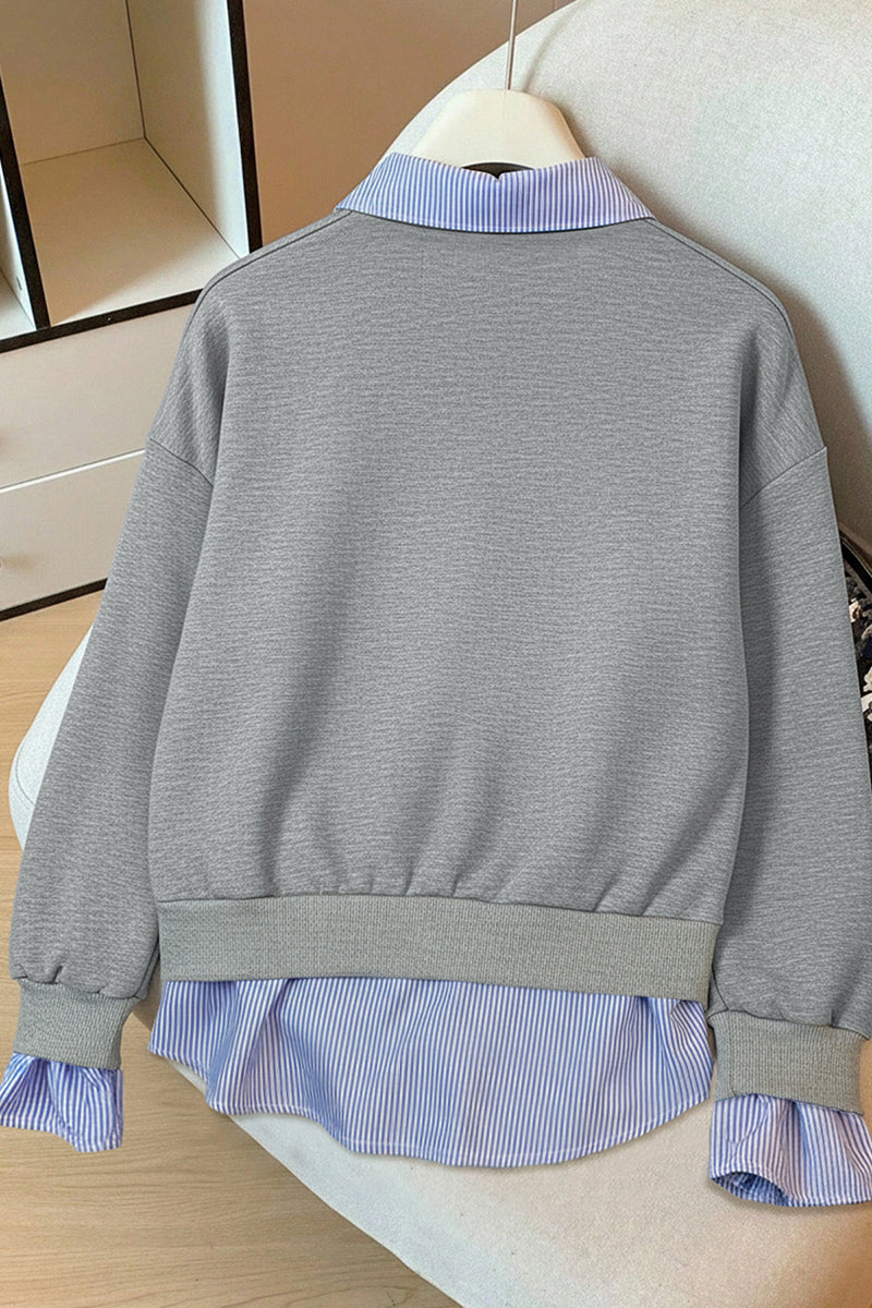 Chic Layered Sweatshirt with Striped Details