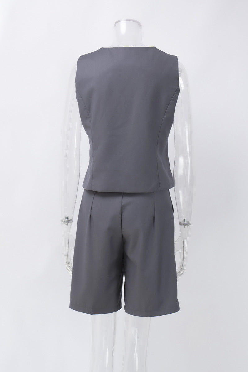 Sleeveless Vest and Short Suit Set