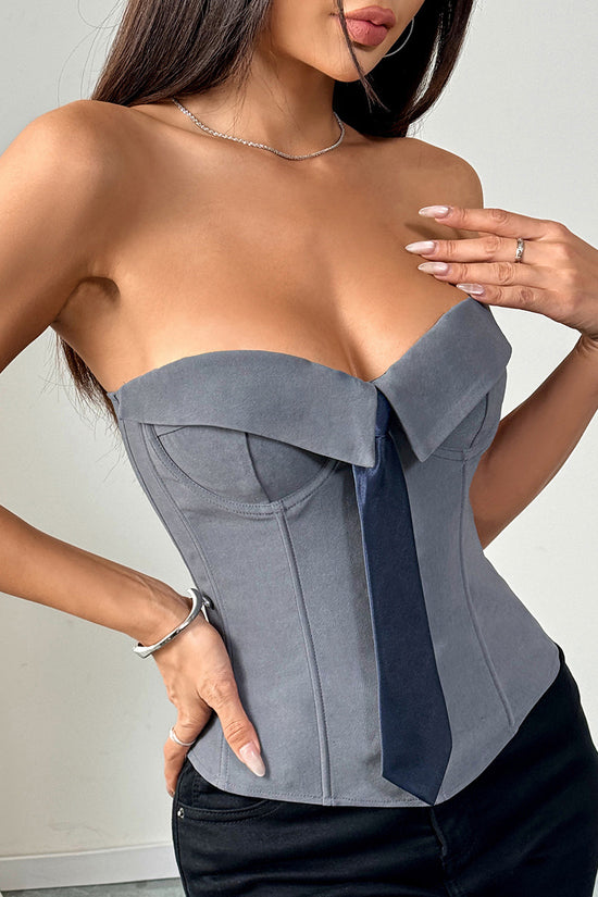 Strapless Corset Top with Bold Tie