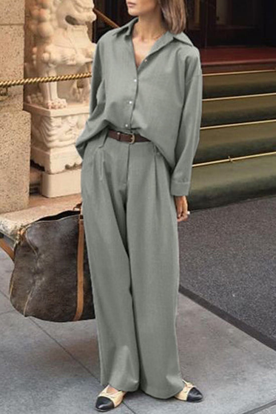 Classic Button-Up Shirt and Pants Set