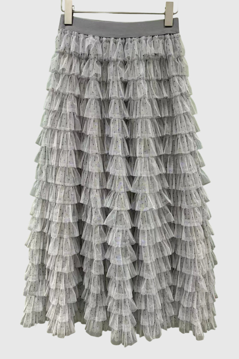 Layered Midi Skirt with Ruffle Charm