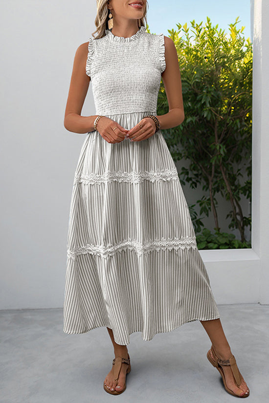 Sleeveless Striped Casual Midi Dress