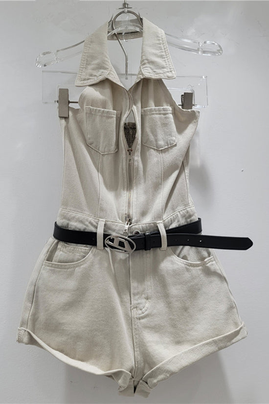 Chic Denim Sleeveless Romper