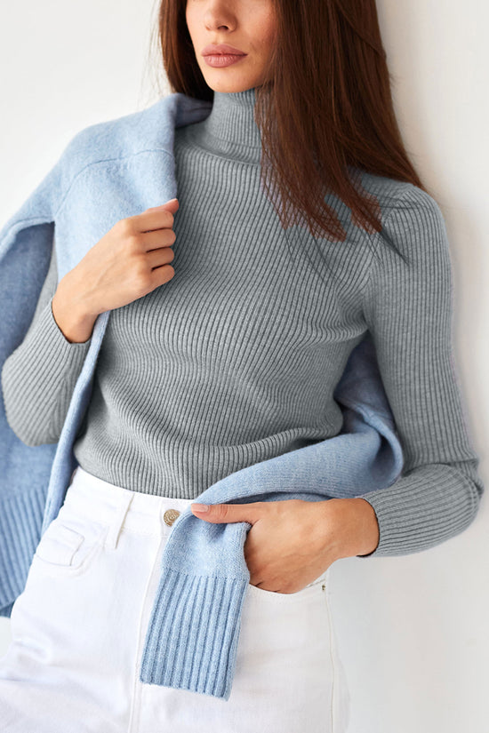 Ribbed High Neck Sweater