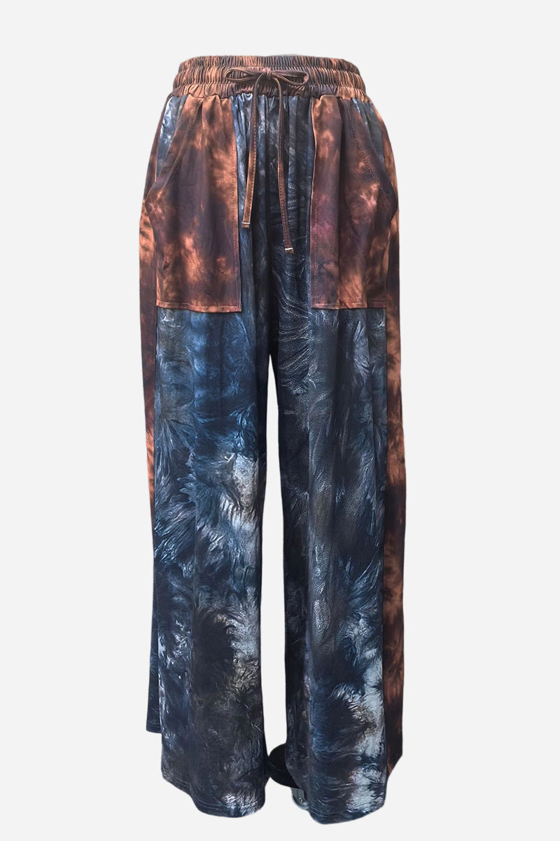 Tie-Dye High-Waisted Casual Pants