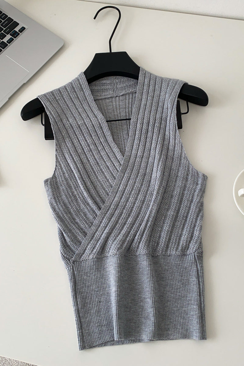Chic V-Neck Ribbed Tank Top