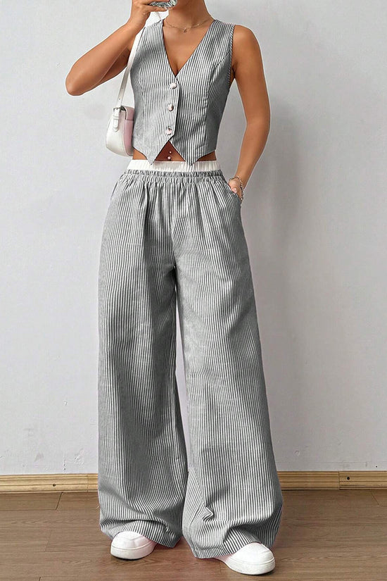 Striped Sleeveless Vest and Pants Set