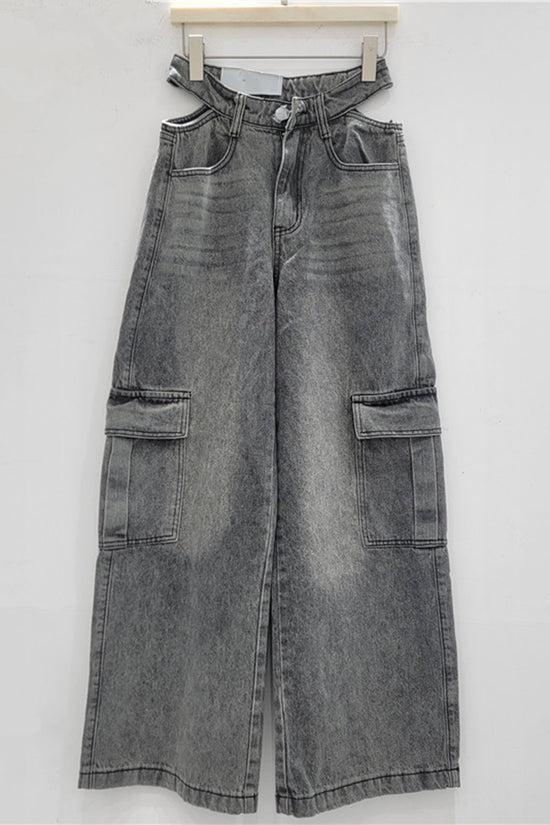 Cargo Pocket Straight Leg Denim