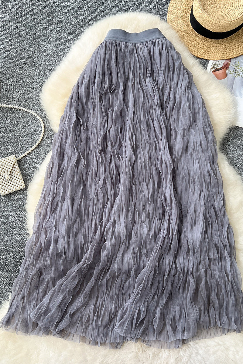 Flowing Textured Midi Skirt