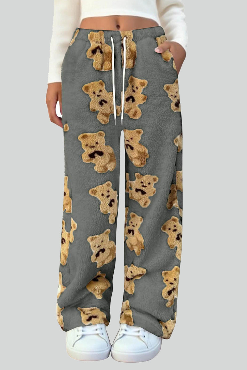 Teddy Bear Patterned Casual Pants