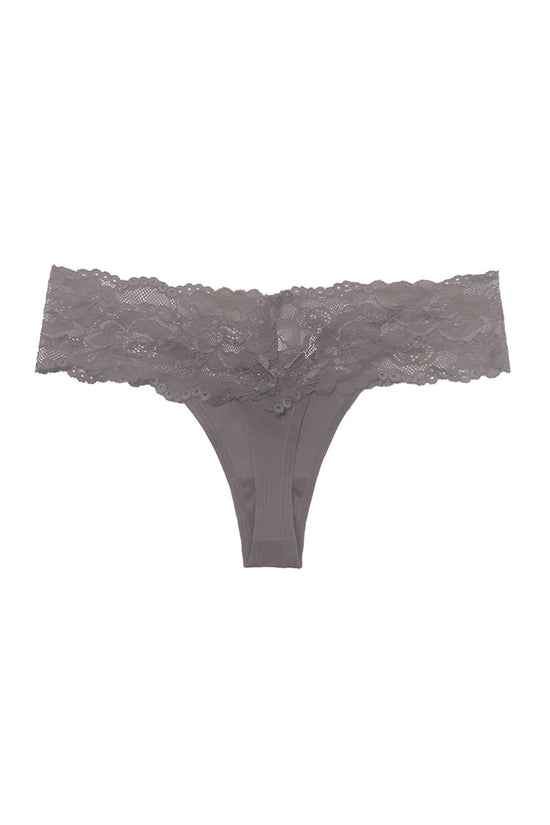 Elegant Lace Trim Thong