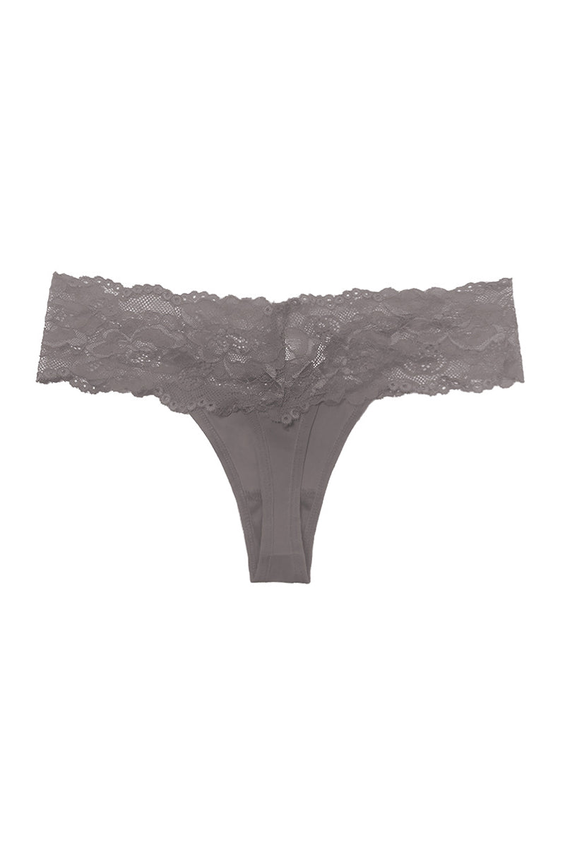 Elegant Lace Trim Thong