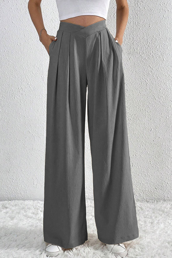 High Waist Wide Leg Casual Trousers