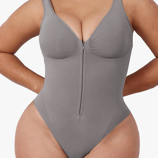 Zipper-Detail Body Shaping Bodysuit