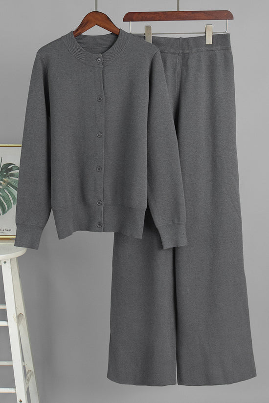 Elegant Buttoned Cardigan and Pants Set