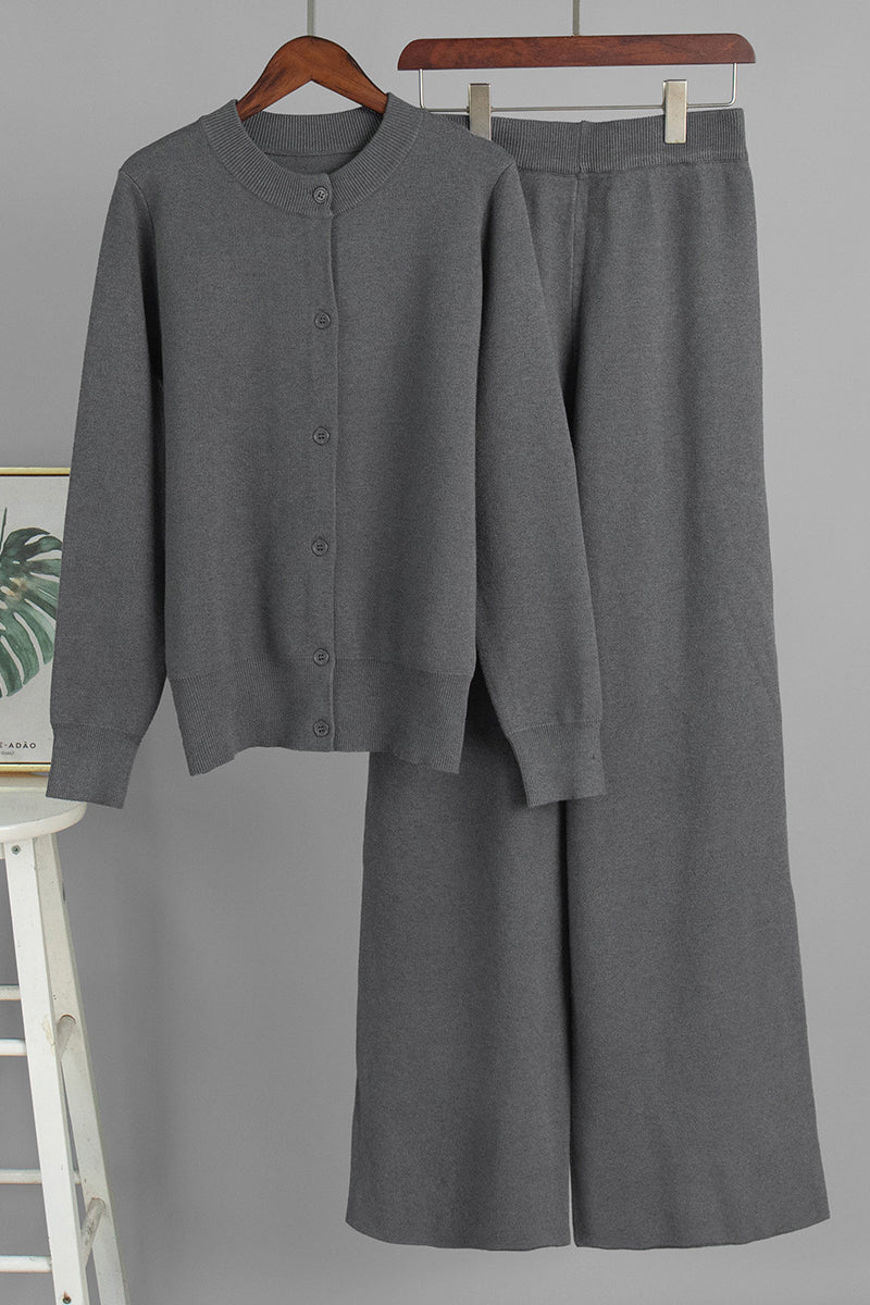 Elegant Buttoned Cardigan and Pants Set