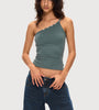 Asymmetrical Button Shoulder Tank Top