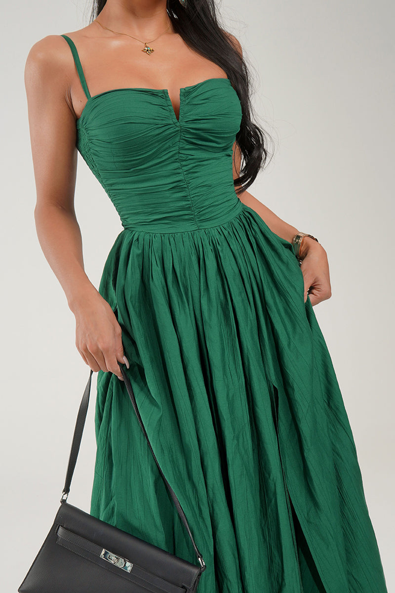 Spaghetti Strap Maxi Dress with Side Slit