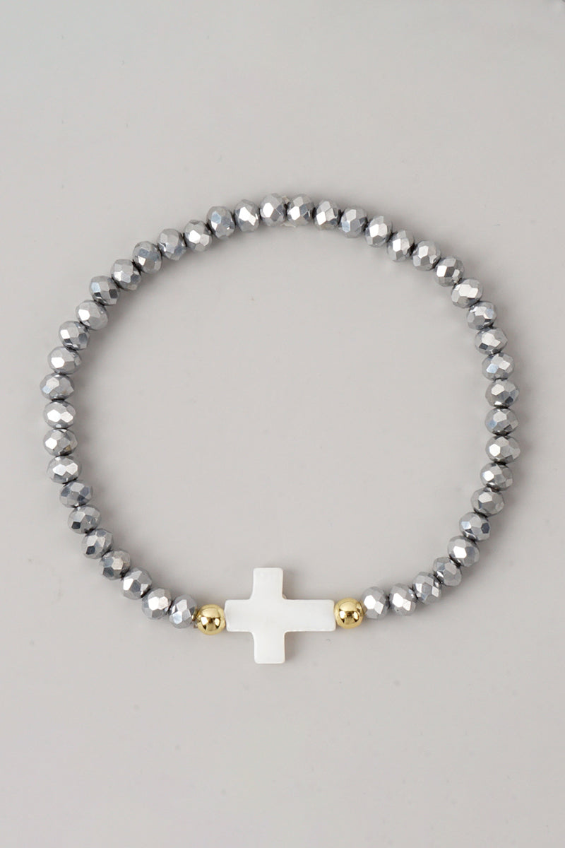 Elegant Beaded Cross Bracelet