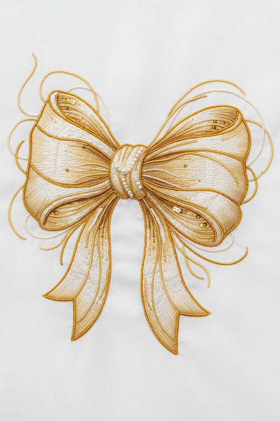 Golden Bow Embroidered T-Shirt