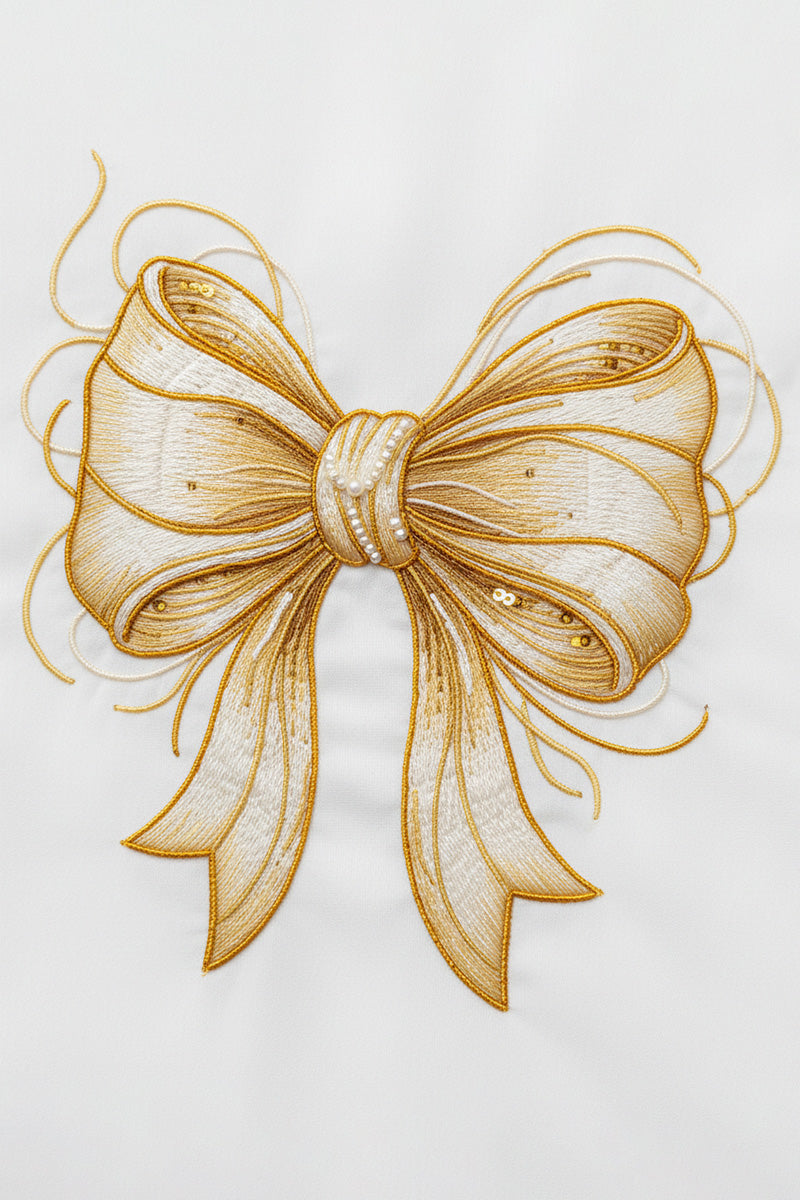 Golden Bow Embroidered T-Shirt