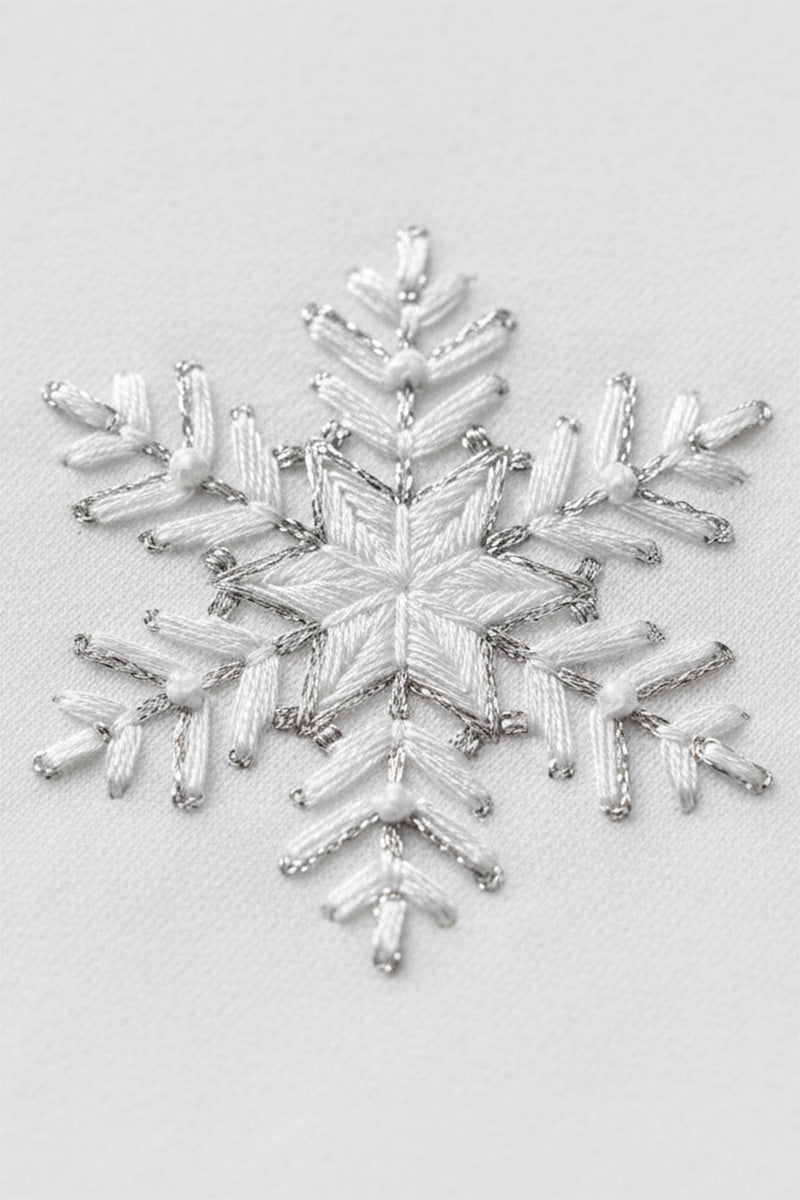 Frosted Silver Snowflake Embroidered T-Shirt