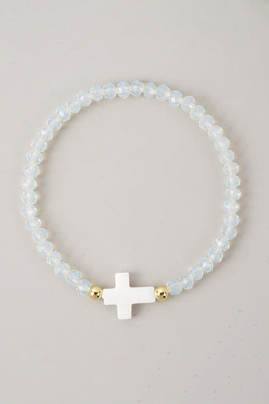 Elegant Beaded Cross Bracelet