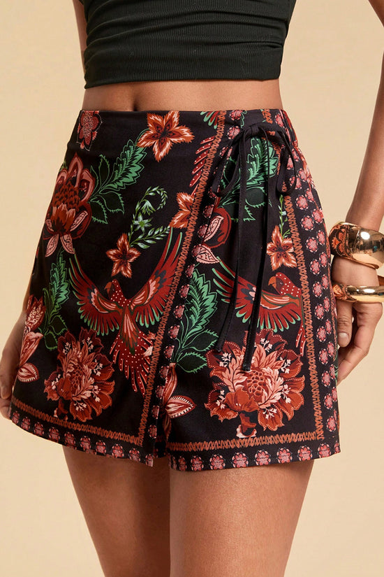 Animal Print Wrap Design Casual Shorts