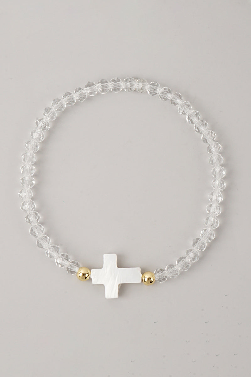 Elegant Beaded Cross Bracelet