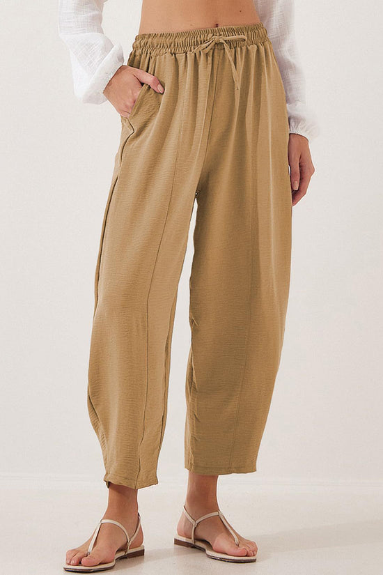 Relaxed Fit Drawstring Casual Pants