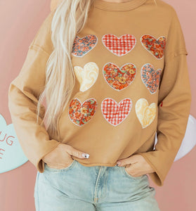 Heart Detail Patchwork Sweatshirt