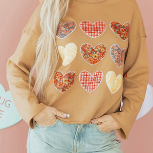 Heart Detail Patchwork Sweatshirt