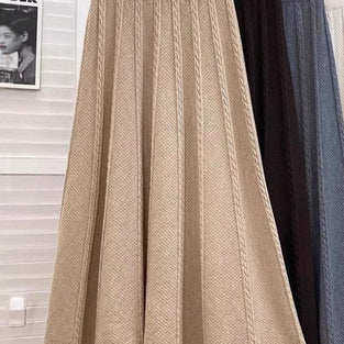 Cable Knit High-Waist Midi Skirt