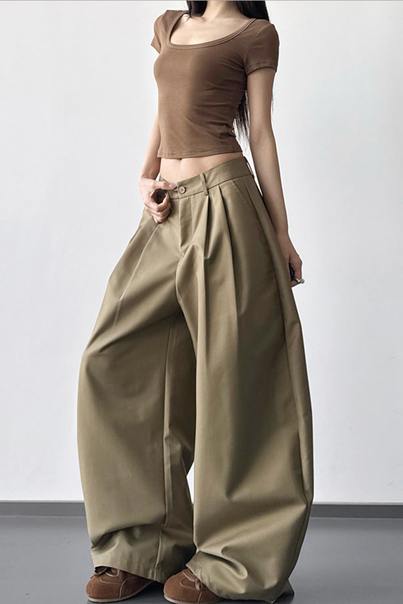 Wide-Leg Flowing Casual Pants