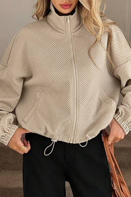 Textured Zip-Up Casual Jacket
