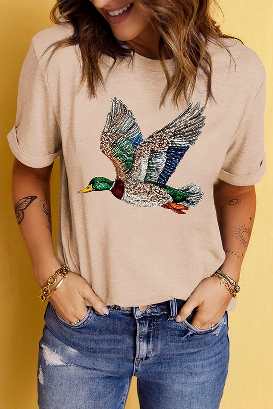 Flying Mallard Print Crew Neck T-Shirt
