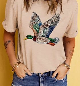 Flying Mallard Print Crew Neck T-Shirt