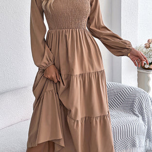 Long Sleeve Layered Casual Midi Dress