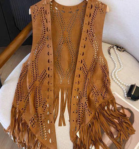 Fringe Detail Sleeveless Vest